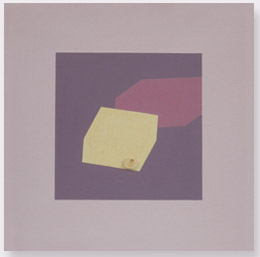 Ermanno Leinardi 1985 - costruzione ambigua con giallo - acrilico su tela cm 40 x 40